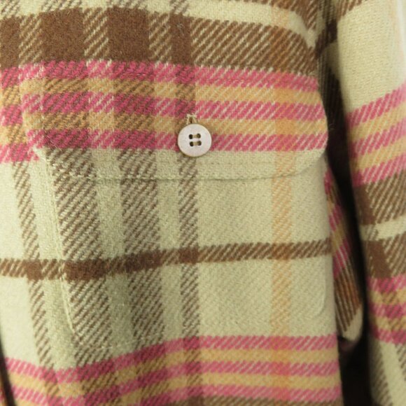Pendleton Plaid Jacket FLAW Camel Brown Pink Wool & Lambswool  Lined Coat - Picture 5 of 15